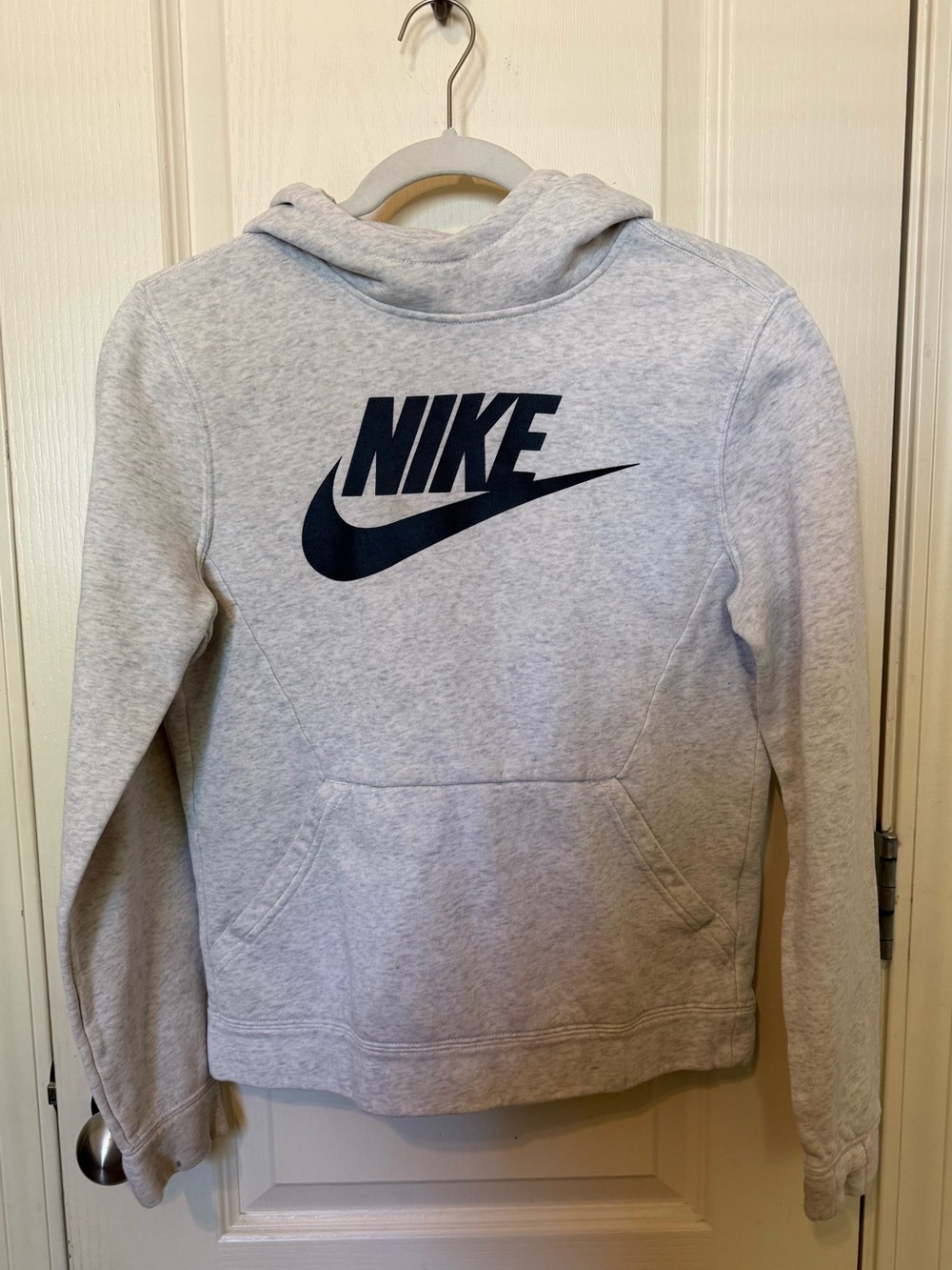 Nike Light Gray Kids Hoodie with Black Logo